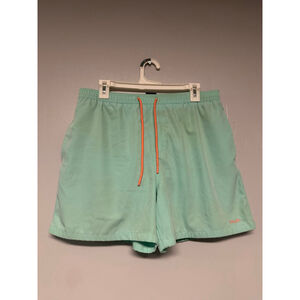 Men's Huk swim trunks Shorts Size Large Light Green with Orange Drawstring